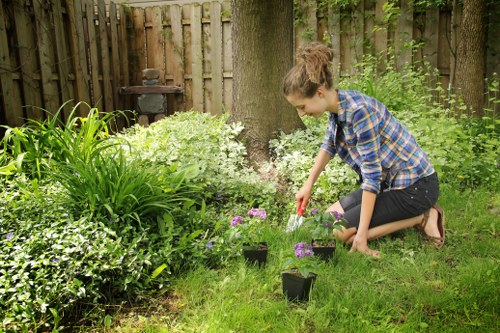 Operator conducting a site risk assessment before mowing